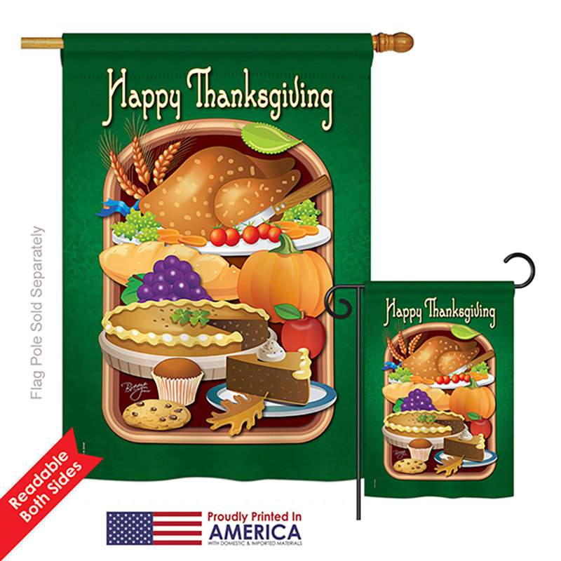 Double Sided Polyester Thanksgiving Flag Set