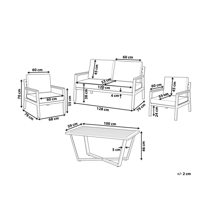 Gezana 4 Seater Sofa Set