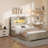 Balconera Platform Bed With Twin Size Trundle, LED Headboard With Storage & Power Outlets-114212891