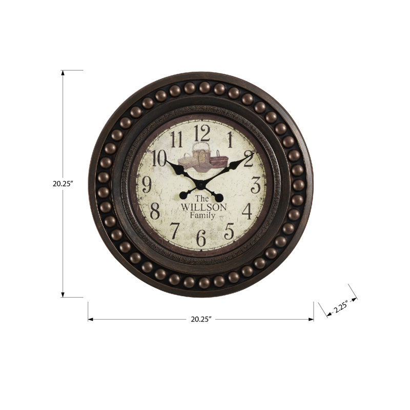 Horloge murale, horloge murale ronde 20 po, brun antique, transitionnel