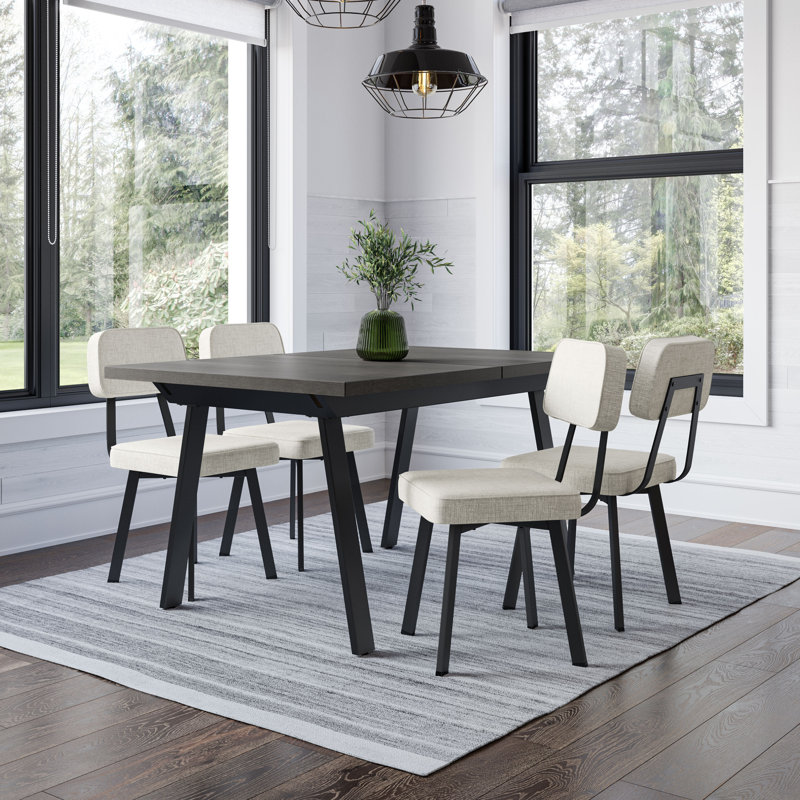 Ensemble de salle à manger 5 pièces Amisco Kane Table and Clarkson, PVC gris clair et beige, Gris