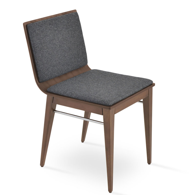 Chaise de salle d'attente Sawyer, Laine gris foncé, Noyer américain