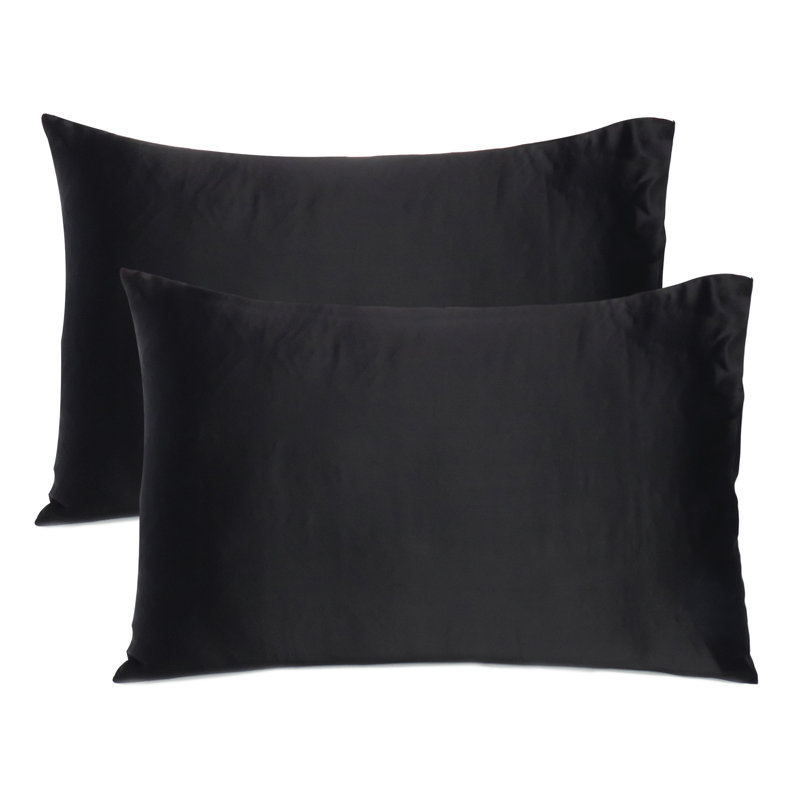 Taies d'oreiller en satin, Grand, Noir