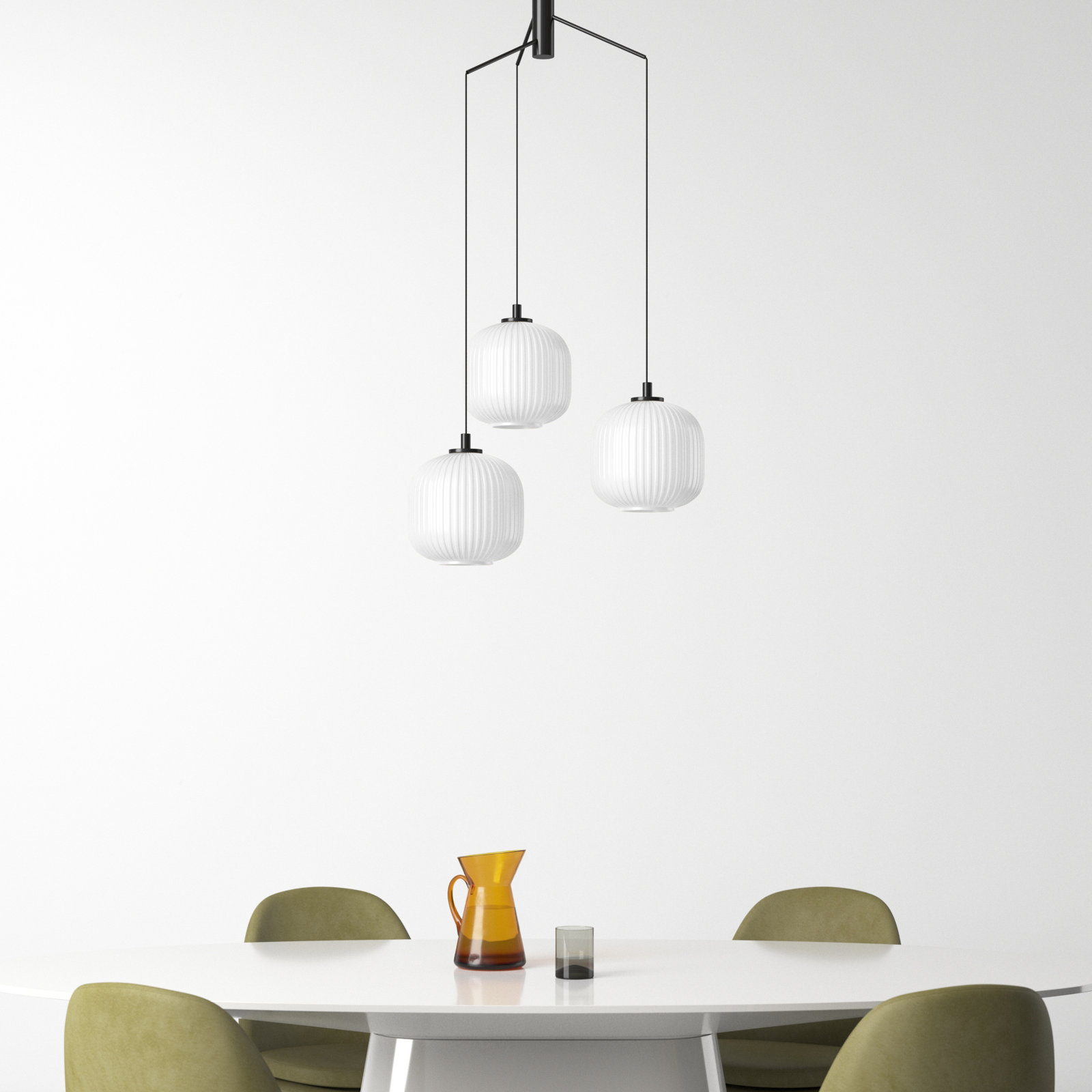 Paka 3 Light Glass Dimmable Pendant