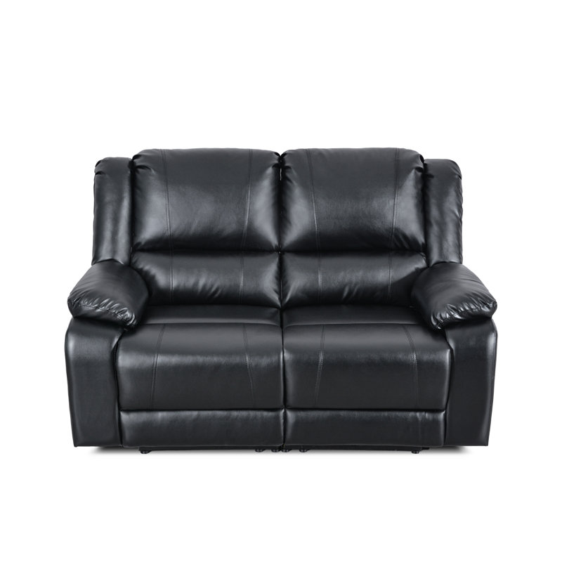 59.5'' Faux Leather Reclining Loveseat, Black