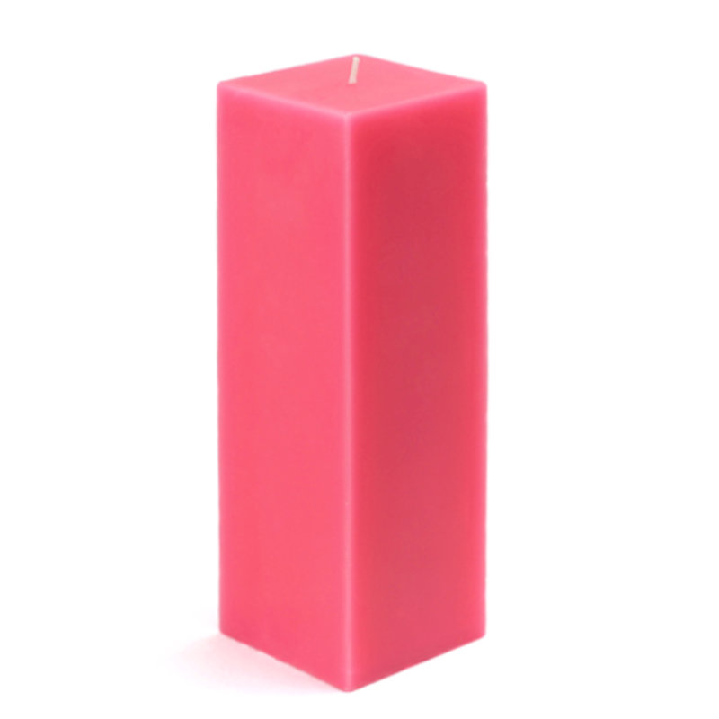 Bougie cylindrique sans parfum, Carré rose vif