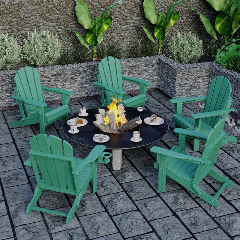 Selevae Foldable Outdoor Adirondack Chair, Dark Green
