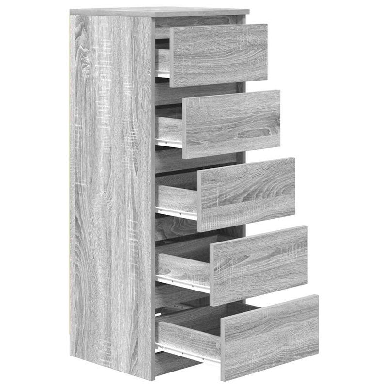 Sideboard With Drawers 37.5X35x99 Cm Engineered Wood, Grey Sonoma