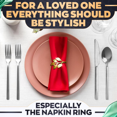 Gold Napkin Rings Set of 20 - Valentine Napkin Rings Fits Various Napkins Styles