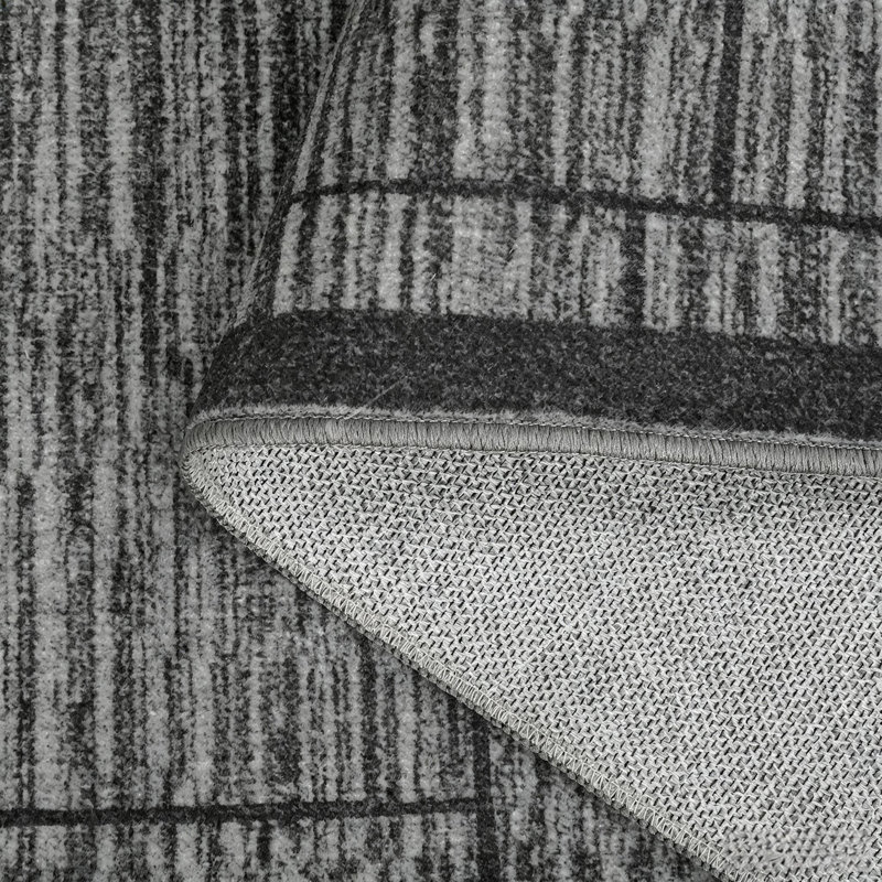 Tapis géométrique lavable pour le salon et la chambre à coucher, Grey, Runner 2' x 6'