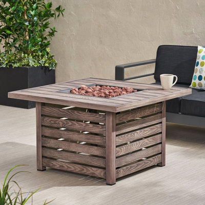 Foyer carré en fer 50 000, atmosphère extérieure améliorée, 39,83 po Profondeur du produit, largeur, 24,41 hauteur, 84,36 lb, fer, viseur de mise à niveau d'humeur en bois, spectacle