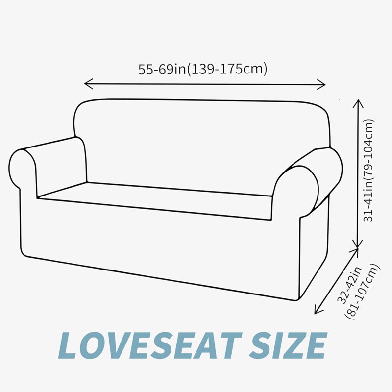 Box Cushion Sofa Slipcover, Silver/Gray, 42" H x 69" W x 3.08" D