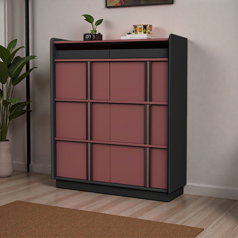 Armoire de rangement pour chaussures Keshbridge, H 50,79 po x l 39,37 po x P 15,75 po, Noir / Rouge