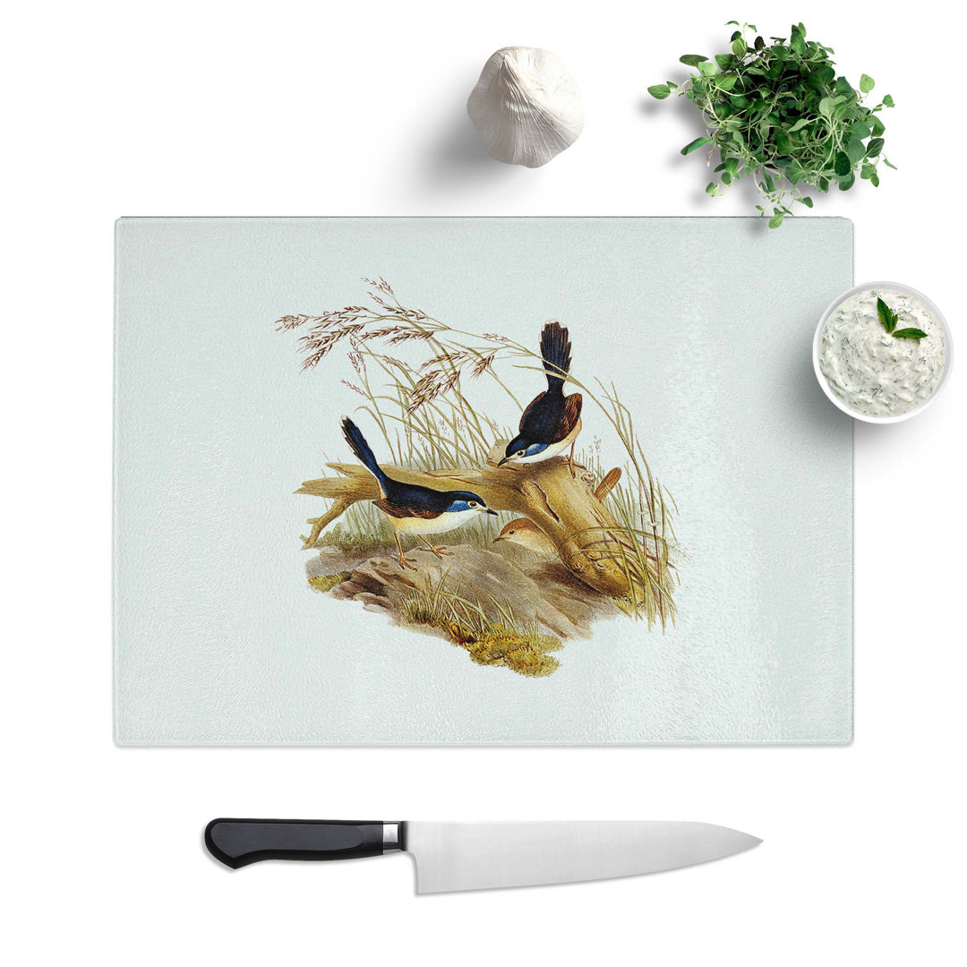 Glass Fawn-Breasted Superb Warblers by Elizabeth Gould Chopping Board