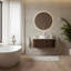 Meuble-lavabo flottant mural 36 po avec lavabo rond en céramique blanc et tiroir-1165542501