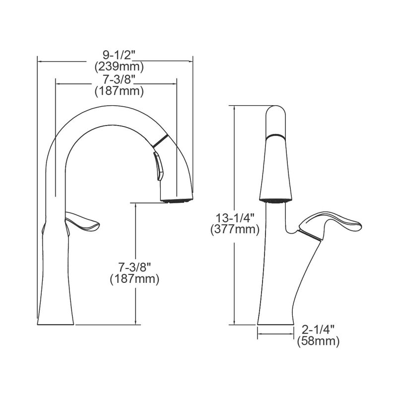 Harmony Pull Down Single Handle Kitchen Faucet, Antique Steel