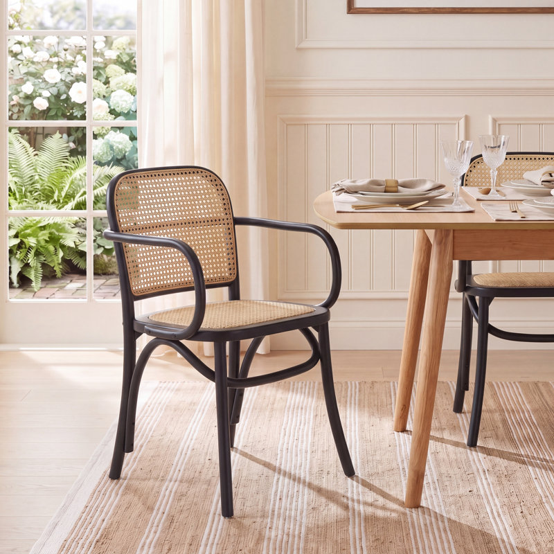 Fauteuil avec accoudoirs Sarianna, Noir/naturel