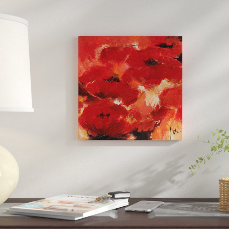 «Abstract Flowers II», impression sur toile, H 37 po x l 37 po x P 1,5 po, Pas de tapis, Toile tendue