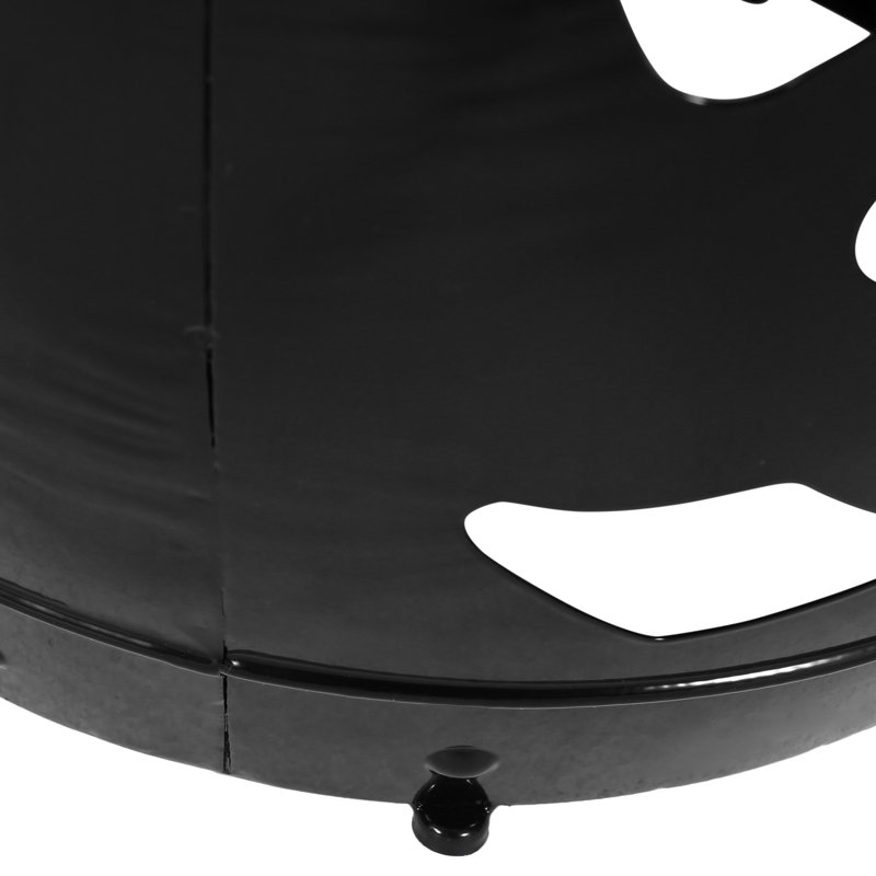 Table d'appoint en métal noir avec un élégant motif de fer découpé, 42 x 42 x 53 cm, aucun assemblage requis, dimensions de la structure : 42 x 42 x 53 cm.