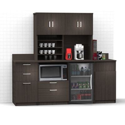 Raised Panel 120'' W x 75'' H Brown Medium Density Fiberboard (MDF) Kitchen Cabinet Set Ready-to-Assemble