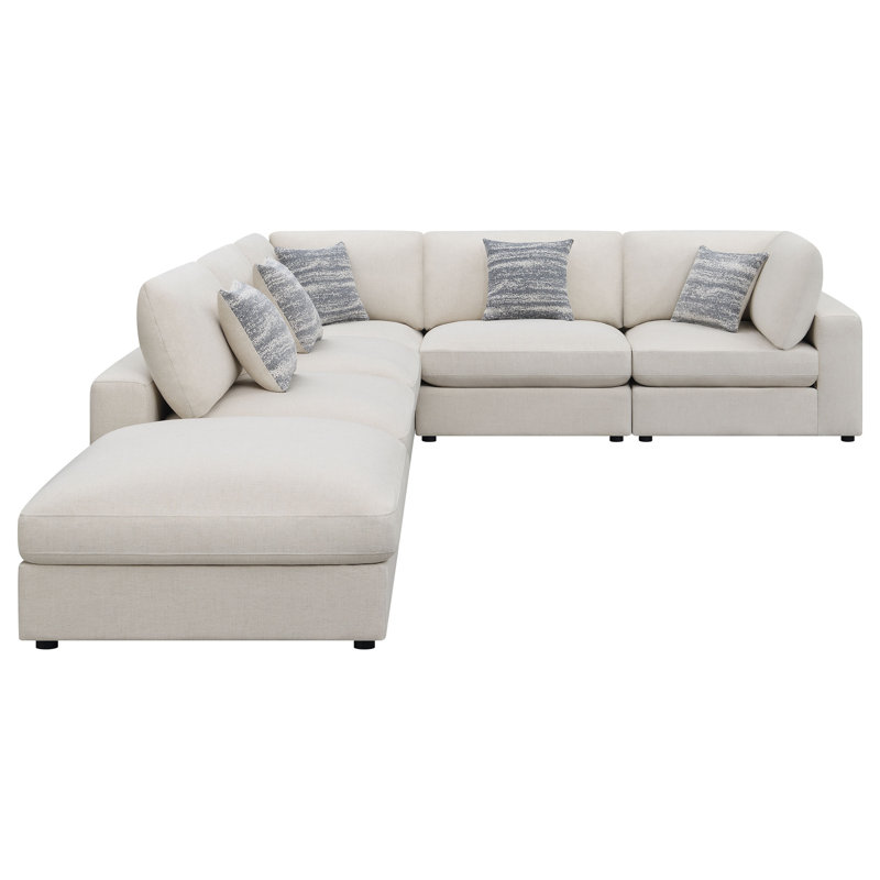 Canapé modulaire rembourré avec coussins réversibles 6 pièces Rhette Beige, Tissu - Beige