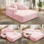 Canapé-lit convertible surdimensionné de 153 cm (60,2 po), fauteuil méridienne et lit d'intérieur 2 en 1, fauteuil en velours côtelé avec coussin à ressorts et en mousse, larges accoudoirs rembourrés et poche de rangement, fauteuil confortable pour le salon, la chambre ou la chambre d'étudiant.-1412064074