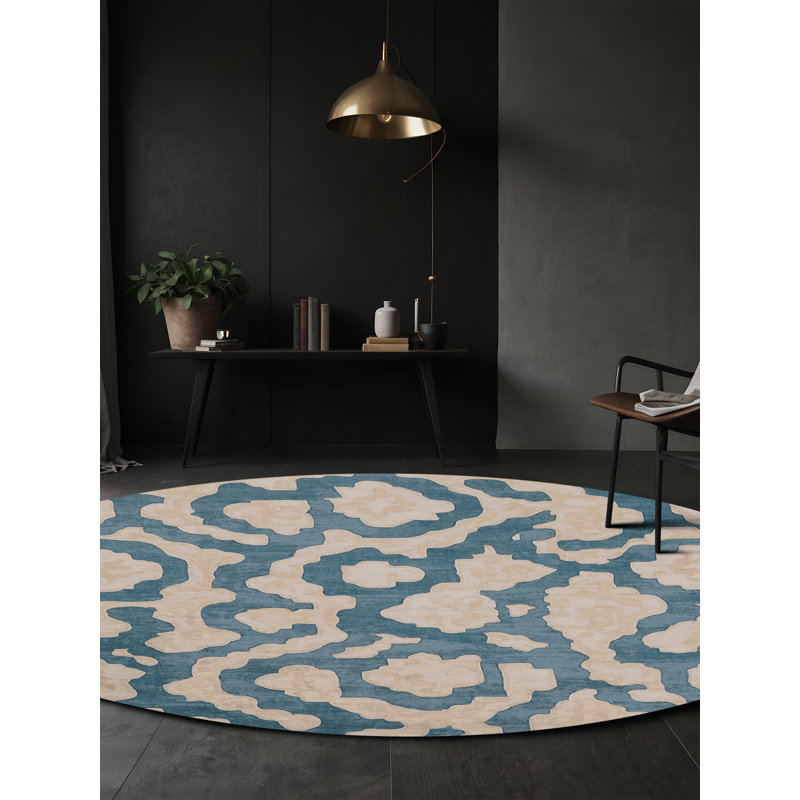 Tapis gris lavable à la machine, Rond 6 pi