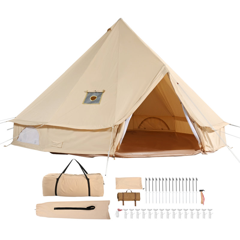 Tente de camping en toile de camp 4 saisons VEVOR, 12 personnes, H 138 po x l 275 po x P 275 po