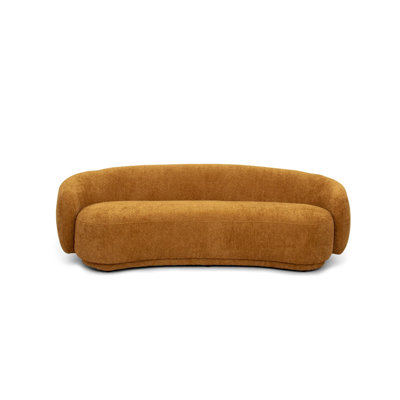 Reno Lucy 95 Inch Curve Sofa, 3 Seater, Orange Fabric, Round Arms