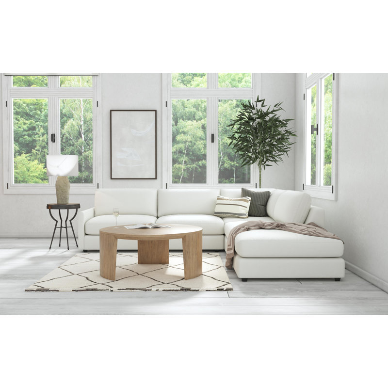 42" Transitional Round Mindi Wood Cocktail Table in Natural Finish
