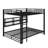 Metal Queen Over Queen Bunk Bed With Storage Cabinets And LED