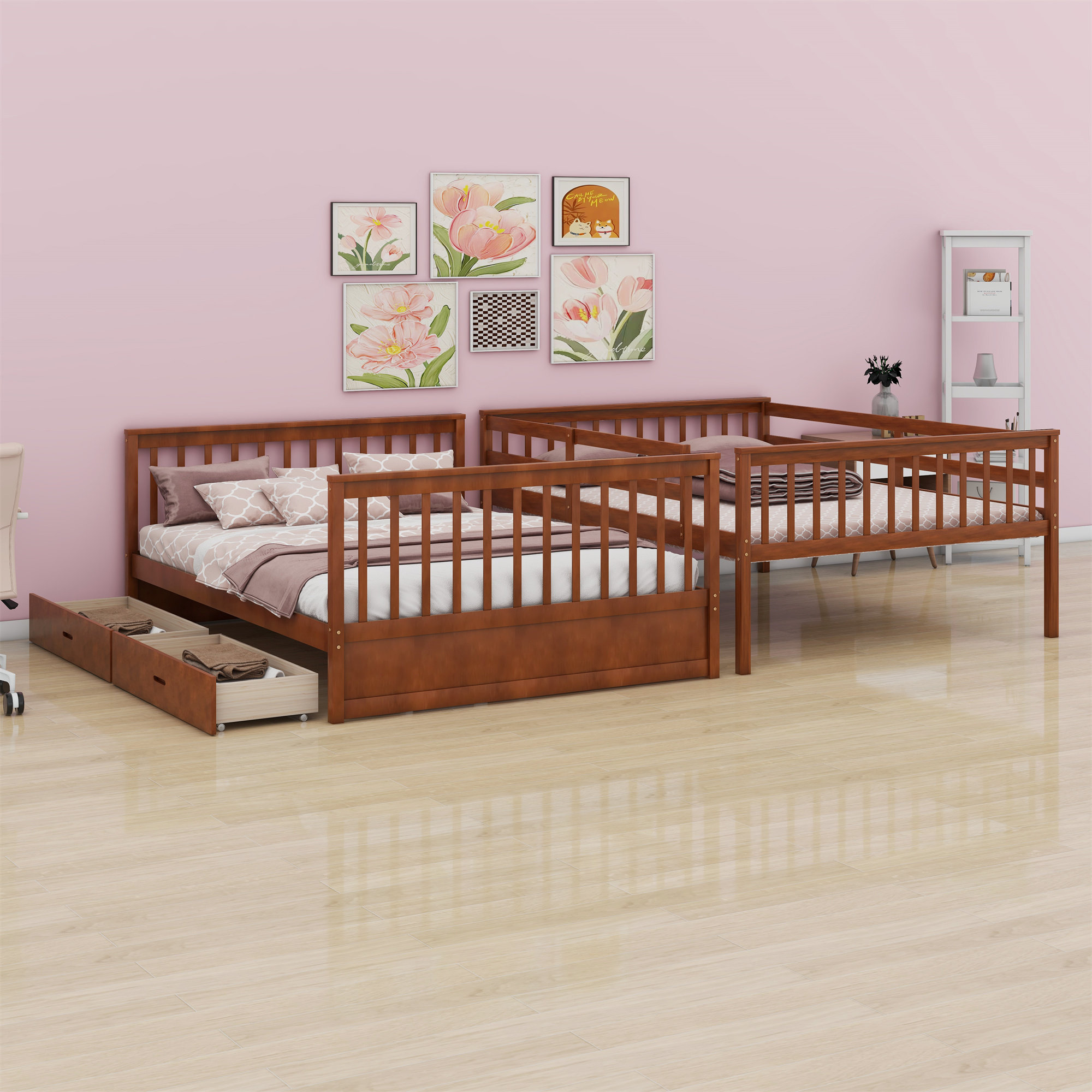 Harriet Bee Bunk Bed With Ladders And Two Storage Drawers - Wayfair Canada