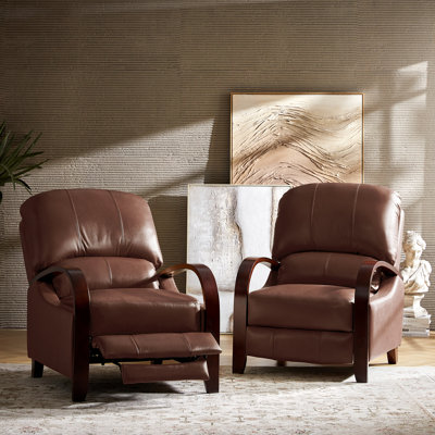 Hardge 29.92" Wide Genuine Leather Manual Standard Recliner