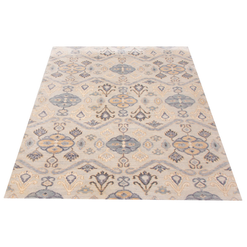 Tapis unique en laine noué à la main gris clair nouvel âge 6 pi x 8 pi 8 po Daisha