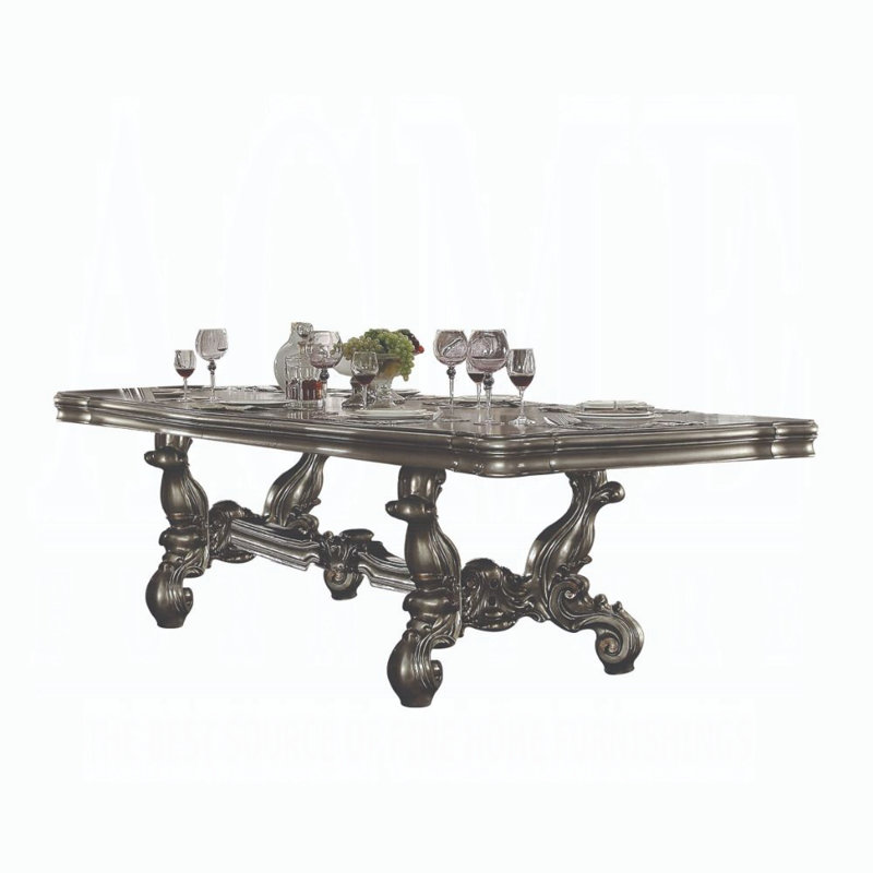 Table de salle à manger Versailles, H 32 po x L 100 po x l 46 po, Argent foncé
