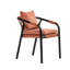 Chaise de salle à manger d'extérieur en eucalyptus noir avec coussin rouge Cezar - ensemble de 2-433840504-433840506