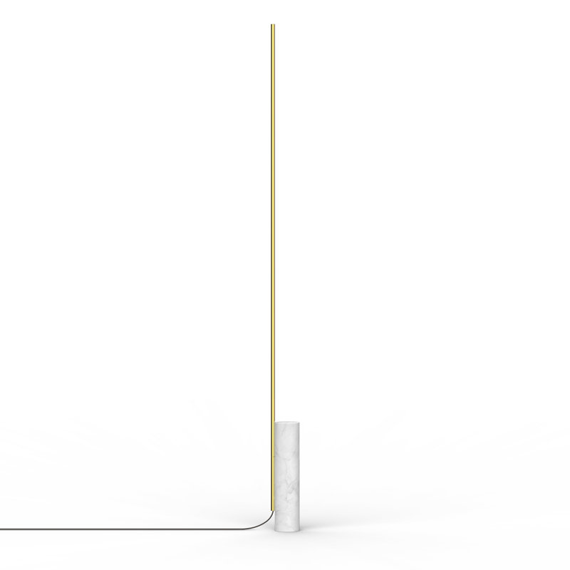 T.O 63" Novelty Floor Lamp, White Carrara/Brass