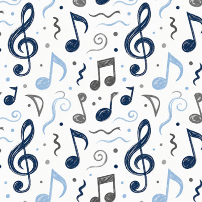 Rouleau de papier peint pelez et collez, amovible, notes de musique, symboles de lignes pour le thème des notes de musique du personnel Treble l 23,6 po x H 118 po