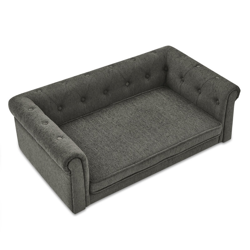 Elegant Rectangular Pet Bed, Dark Gray