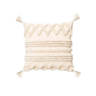 Boho Tufted Cotton Pillow Cover, Textured Bohemian Decor for Sofa or Bed