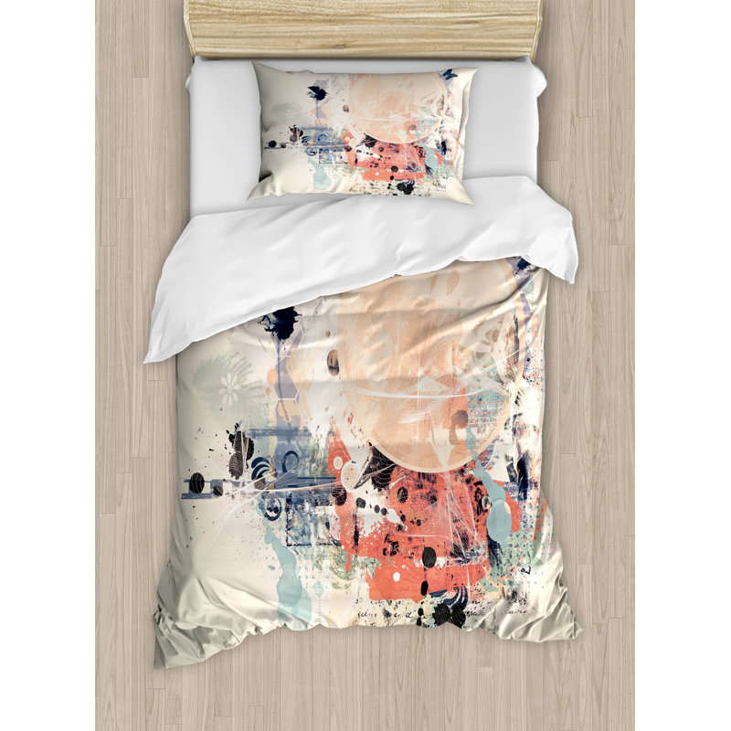 Abstract Multicolor Twin Duvet Cover Set with Pillow Sham