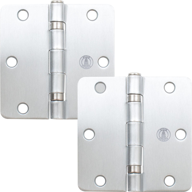 Charnières de porte à roulement à billes 3-1 / 2 ", angle de rayon de 1/4", Chrome satiné