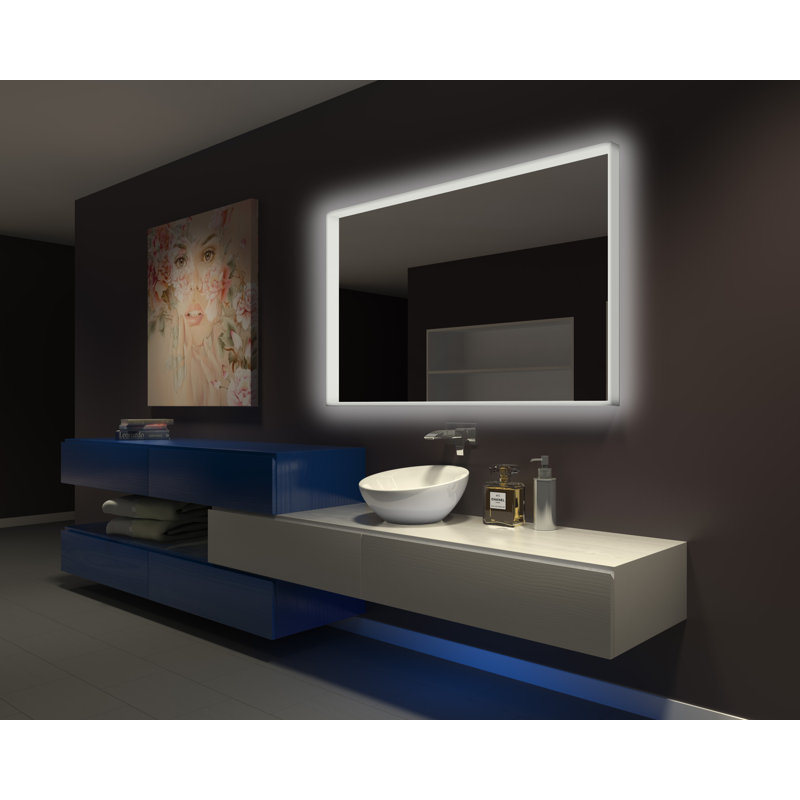 Miroir mural meuble-lavabo/salle de bain illuminé acrylique, H 36 po x l 60 po