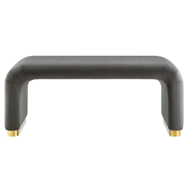 Modway Koda Upholstered Ottoman, Brass Gold, Storm Gray Velvet