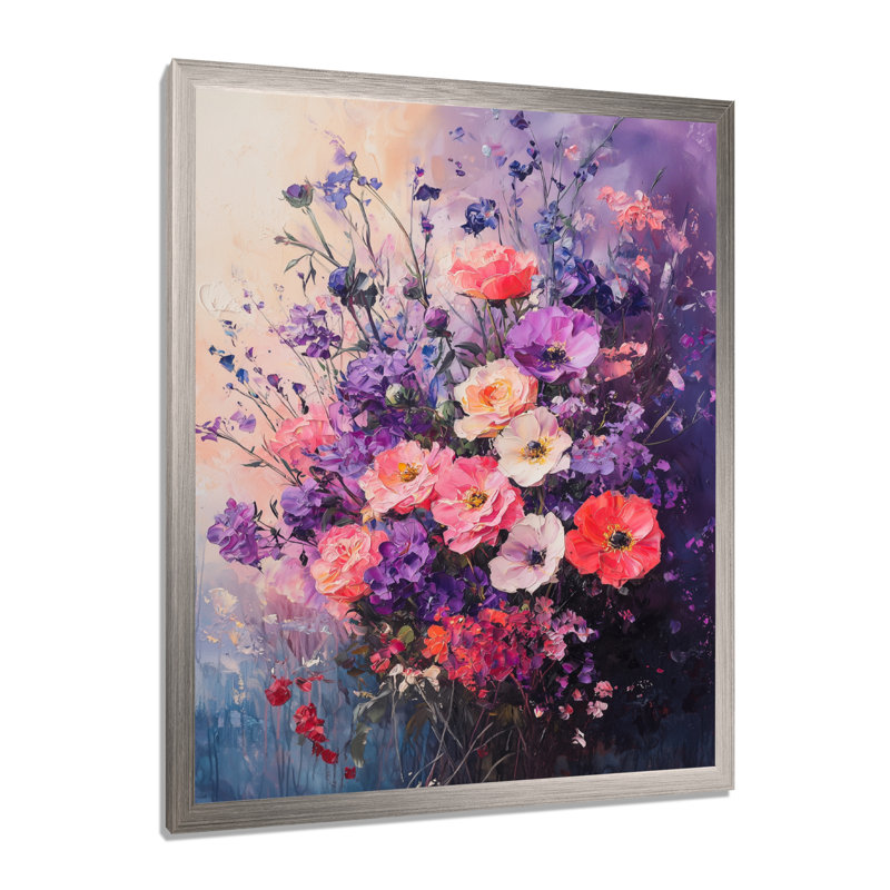 Sarita - art mural floral, H 20 po x l 12 po, Reproduction encadrée d'une seule photo, Argent argent