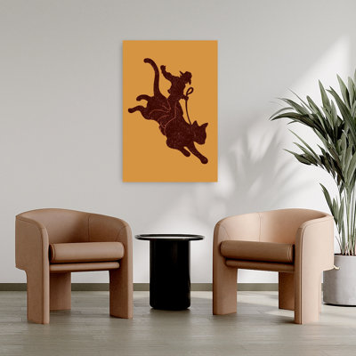 RODEO CAT Contemporary Cat Horse Wall Art Print
