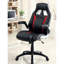 Chaise de travail contemporaine - noir et rouge, rembourrée, garniture de bureau confortable, construction, dossier, siège réglable, base en métal, roulettes