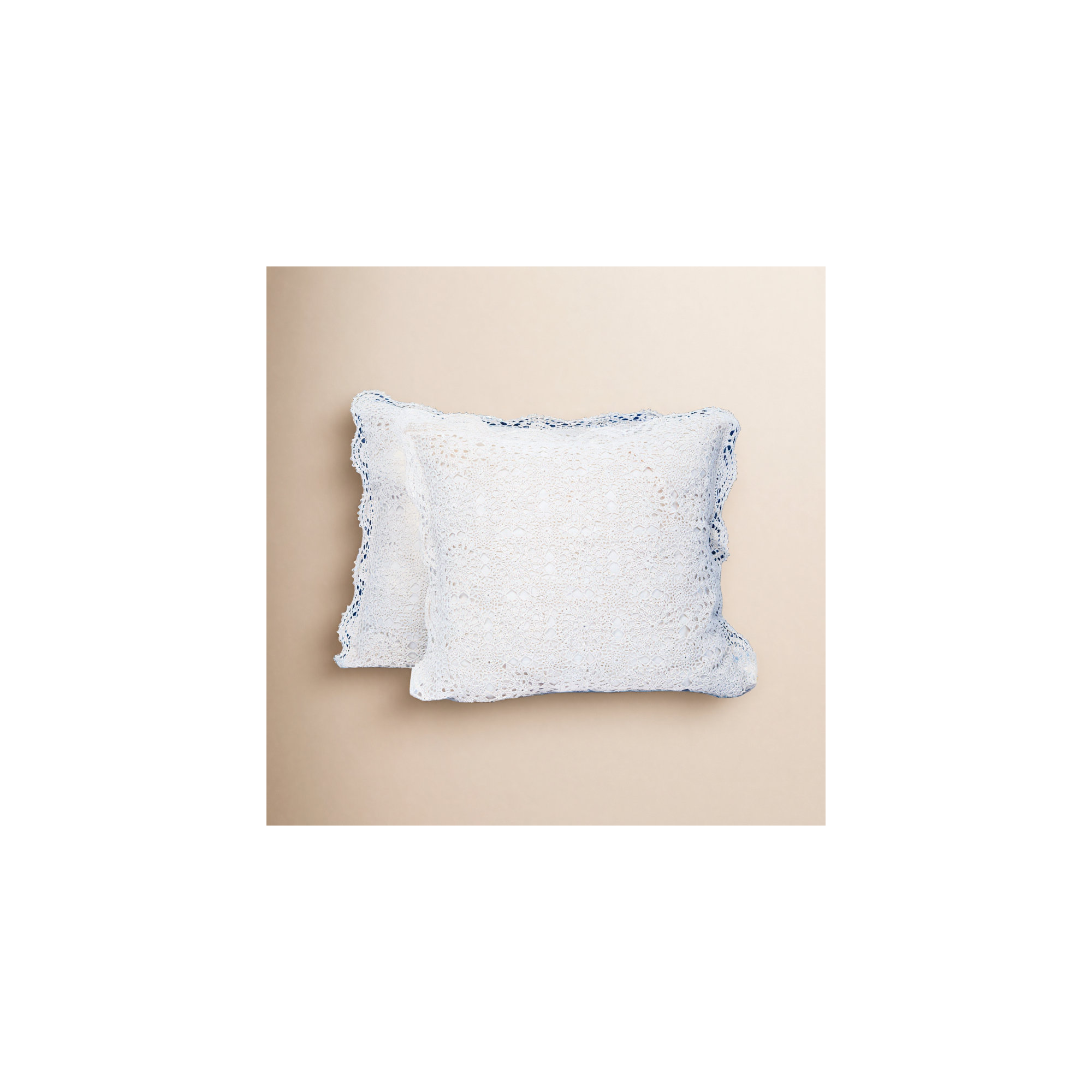 Aveta Embroidered Cotton Pillow Cover, White