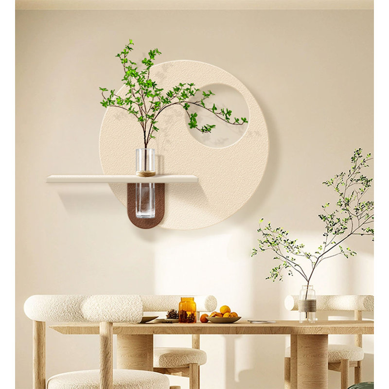 Articles de décoration murale en grès en forme de plante grise en vert crème, Beige, H 15,75 po x l 20,47 po x P 4,72 po