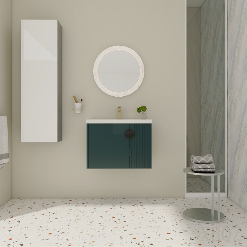 Meuble-lavabo de 28 po avec lavabo en céramique pour petite salle de bain